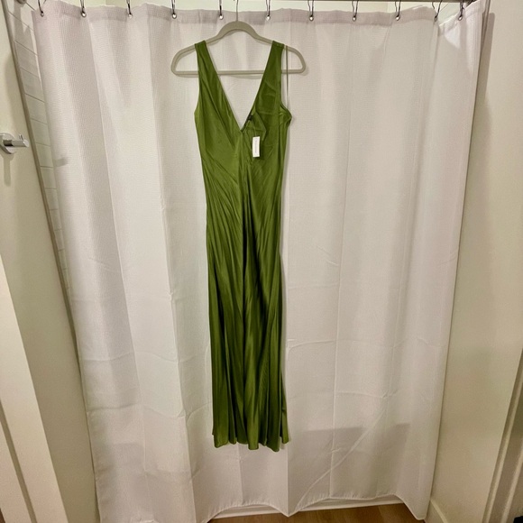 NWT Banana Republic Green Silk Maxi Dress - Picture 7 of 8